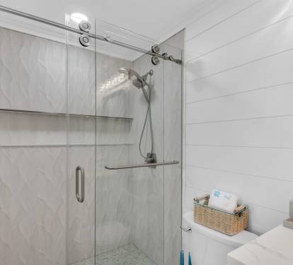 Walk-in shower in main bathroom