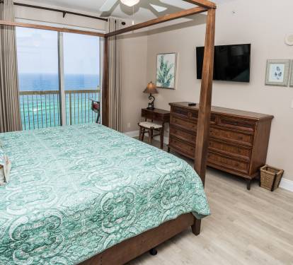 The Master Bedroom is off the living/dining area. 