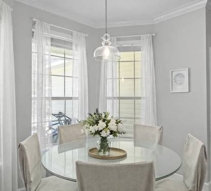 Kick back at the eat in kitchen- no fuss, just fun and plenty of space for everyone to spread out.