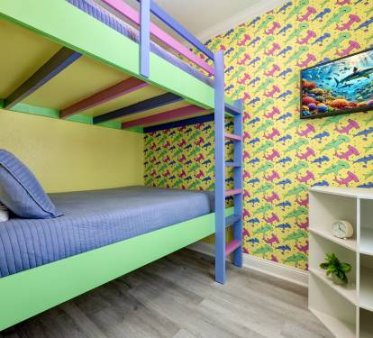Bunk room with 2 queen beds. Right beside the master bedroom.