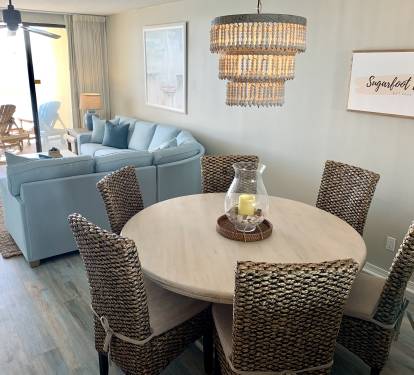 Large Dining table in open floor plan
