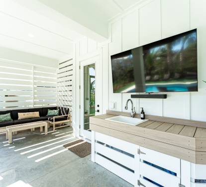 Pool Bar with TV & Sonos Sound Bar with Free Unlimited Streaming Music
