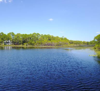 Lake located directly behind house. Great for fishing! New private dock in backyard!