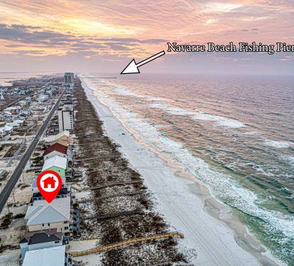 Located just 1.5 miles from the Navarre Beach pier, which is the longest pier not only in the state of FL but also the Gulf of Mexico.