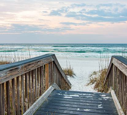 Walk down the beach walk off of the back patio and enjoy the sugar white sands and emerald waters of Navarre Beach, FL on the Gulf Coast. 