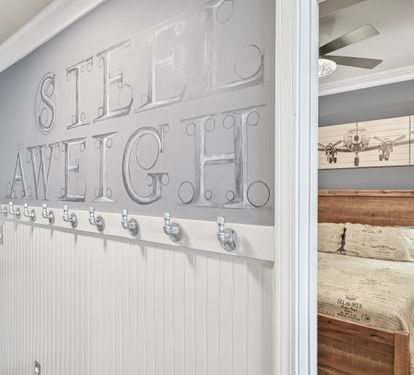 Foyer with hooks for beach towels and laundry and shopping bags!