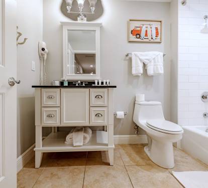 A "Surfer's" Bathroom located adjacent to the Bunkroom.