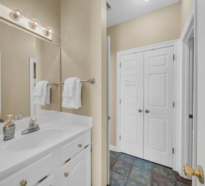 West front bathroom, access to both front queen bedroom and living room
