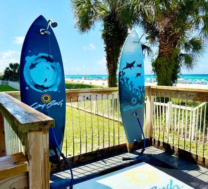 Beach showers and private gate entry