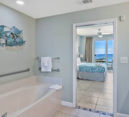 Bathroom 1 through bedroom, Gulf view.