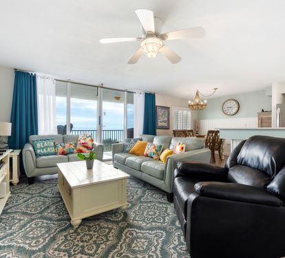 ??? "Relax in Style. The living area features two comfortable leather couches, a recliner, and a large smart TV—perfect for movie nights, cozy conversations, or simply unwinding after a day at