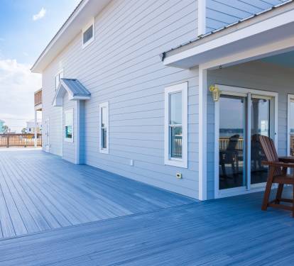 East facing deck is 15 feet wide and has full shade in the afternoons with Gulf and Lagoon views