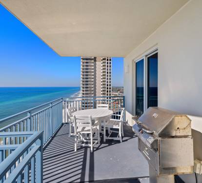 Dine al fresco on your west facing corner balcony.  Perfect for watching sunsets.