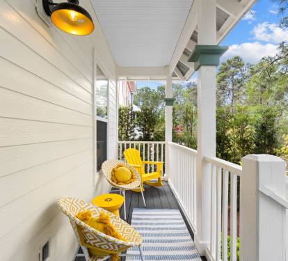 Our back porch is the perfect place to enjoy nature with your morning coffee.