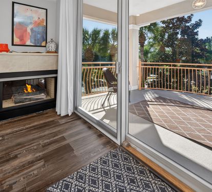 Outdoor patio w/ seating, perfect for enjoying fresh air and downtime.