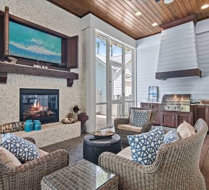 Grill burgers and watch the game in this great indoor/outdoor area