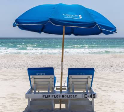 Beach set with Gulf views, included seasonally.
