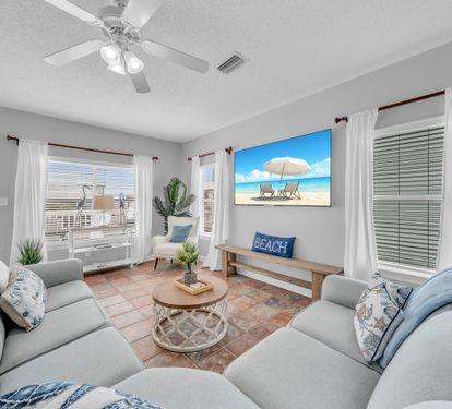 West side living room, queen sleeper sofa, 4k tv