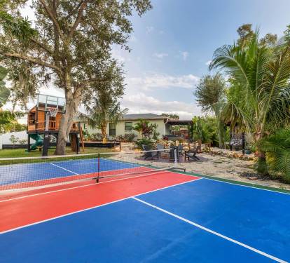 Endless fun awaits  enjoy pickleball, basketball, and a treehouse adventure all in your own backyard!