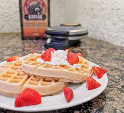 Vacation mornings start here — and yes, the waffles are really good.