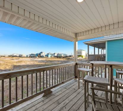 View from master bedroom covered deck
