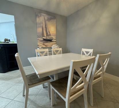 Dining Tables seats 6 plus two more at the kitchen eat-in area.