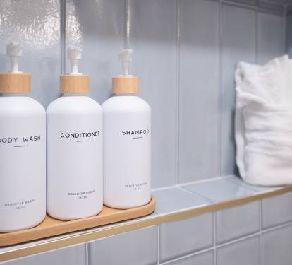 Shampoo, Conditioner & Body wash provided.