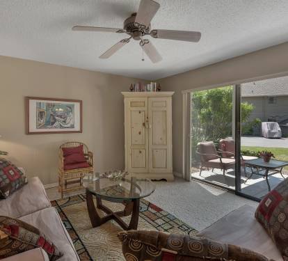 first floor condo has access to patio off living room