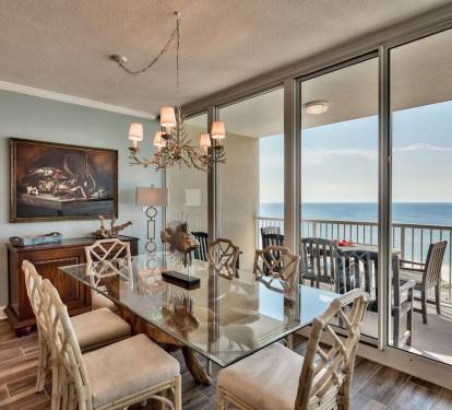 Dining inside or out you can enjoy this panoramic Gulf view