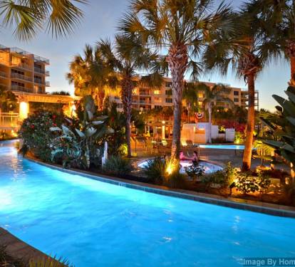 Optic Lighted Lazy River at Night