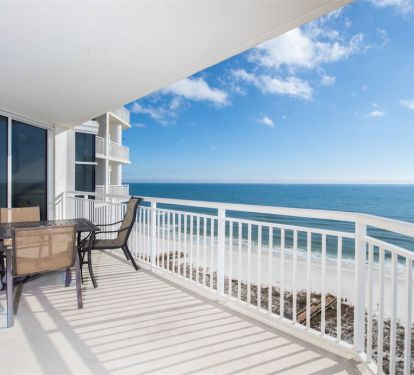 Paradise!!  Balcony seating for 4. Also includes reclining lounger (not shown). Access balcony from living area or master suite.