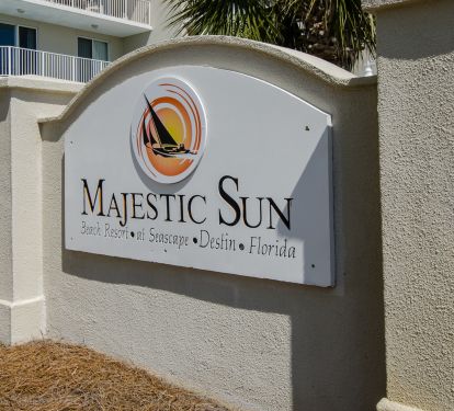 Tropical breeze condo is located in the Majestic Sun building on the A side
