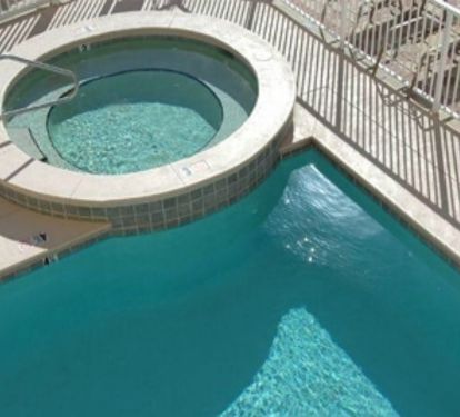 A view looking down from 1 of the 3 balconies.