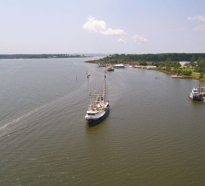 Bon Secour River looking  toward Mobile Bay and Billy's Fresh Seafood