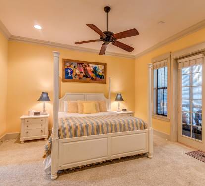 First Floor King Master Suite with private porch, double closet and romantic spa bathroon