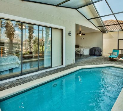 Private pool with gas grill.