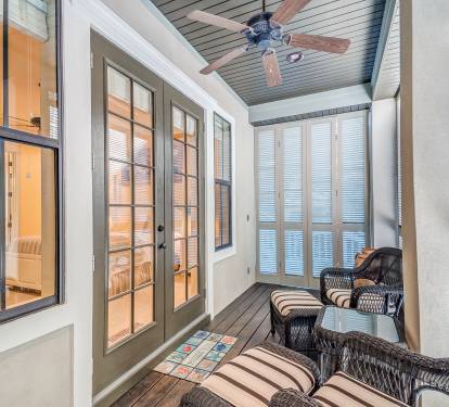 Master Suite private porch, louvered doors can open to expose porch