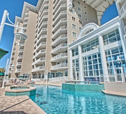 view of indoor pool spilling over into outdoor pool