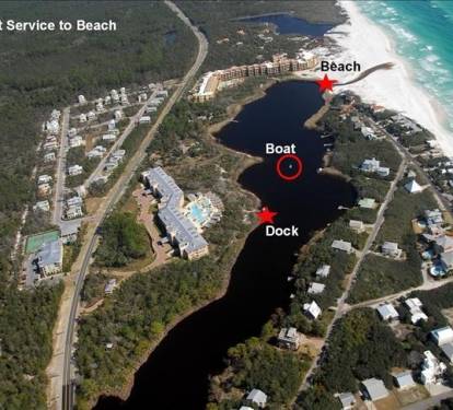 Ariel view of the short 4 minute ride to the beach.  You can practically see the ocean from the dock.