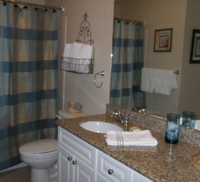 The hall bathroom also has a tub/shower combo, and tons of counter space.
