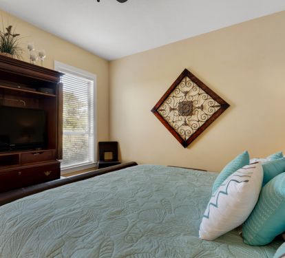Large flat screen tv in master bedroom