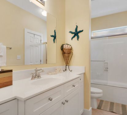 guest bath is shared by queen bedrrom and bunk room