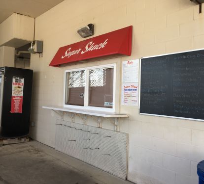 Sugar Shack snack bar open in season, great food, sodas, and adult beverages