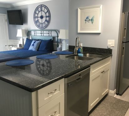 Fully stocked kitchen, all new cabinets, granite, appliances, backsplash