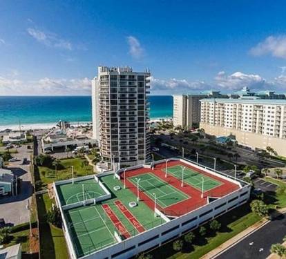 Sports Deck - 2 Lighted Tennis Courts, Pickle Ball, Basketball &amp; Shuffle Board