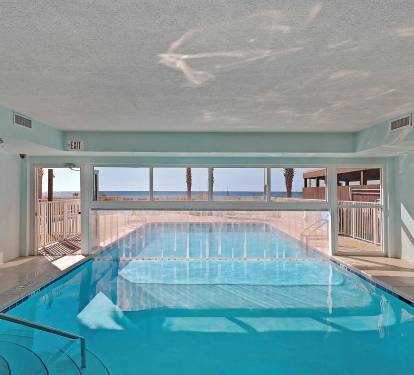 Indoor/outdoor pool is seasonally heated.