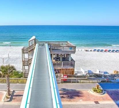 SkyBridge takes you to the Pristine white sandy beach &amp; Emerald green wtaers of the Gulf of Mexico. Voted 1 of the top 10 beach in the world. ENJOY!!