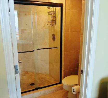 Large walk-in shower. All lines are supplied.