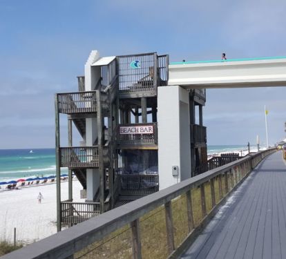 Walking path under the Sky Bridge. Listen to the surf, watch the Pelican and Sea Gulls fly along the Shorline and the Dolphins too!!