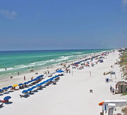 Beautiful white sand beach and emerald colored Gulf ocean water!